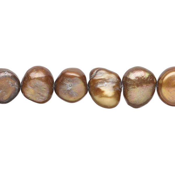 Freshwater pearl 1pkg1, flat-sided potato, 14 inch dark antique golden copper 8-11mm cultured image number 0