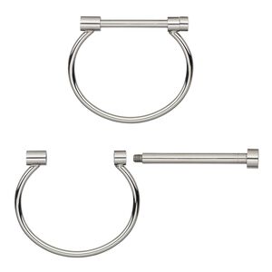 Bracelet, bangle, stainless steel, 4mm wide with 57x9mm threaded removable bar, 8 inches. Sold individually.