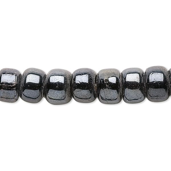 Bead, glass, opaque luster charcoal, 9x7mm crow. Sold per 24-inch strand. image number 0