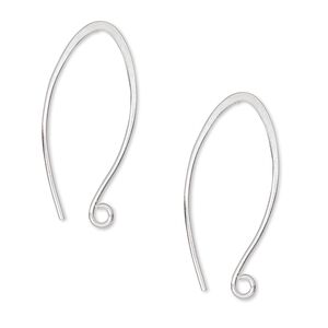 Ear wire 1pkg2 Hill Tribes sterling silver, 28mm marquise / open loop, 19 gauge 1 pair
