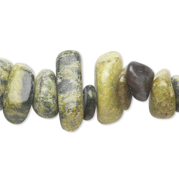 Bead, yellow "turquoise" (serpentine and quartz) (natural), large chip, Mohs hardness 2-1/2 to 6. Sold per 15-1/2" to 16" strand. image number 0