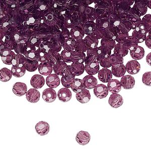 Bead 144pk amethyst, Preciosa Czech crystal 4mm round