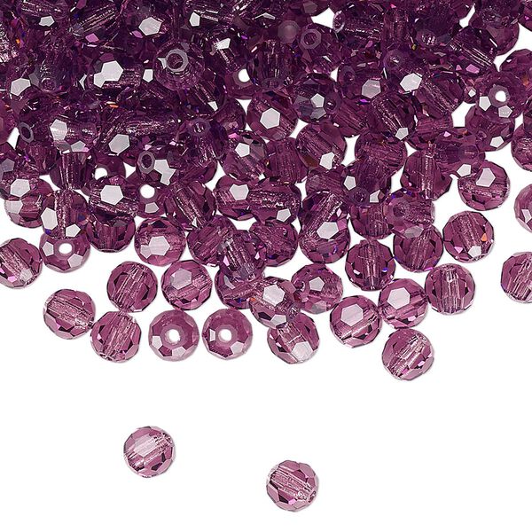 Bead 144pk amethyst, Preciosa Czech crystal 4mm round image number 0