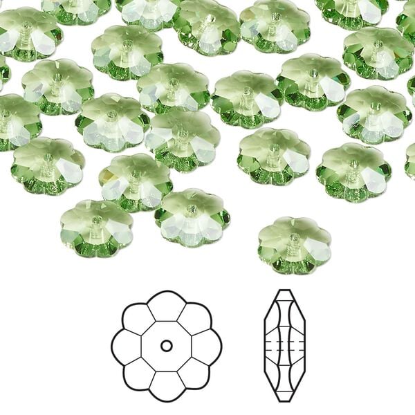 Margarita flower 12pk peridot, Crystal Passions&reg; Regenerated 8mm 3700 image number 0