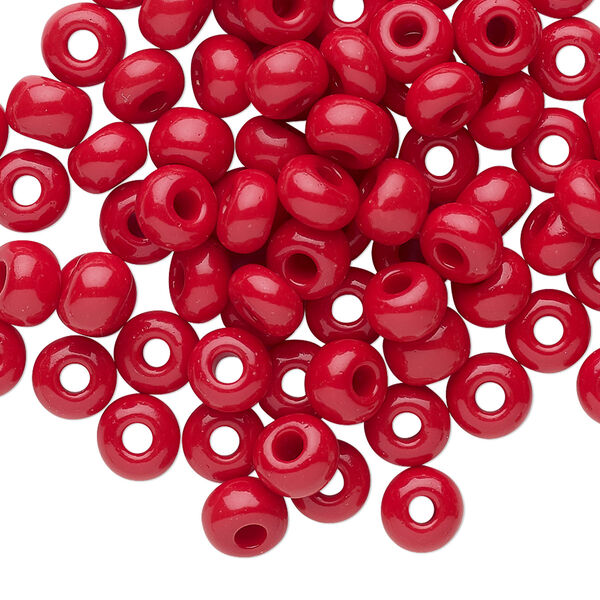 Seed bead, Preciosa Ornela Czech glass, pkg/500g, #2 rocaille, opaque ruby red, (93210). image number 0