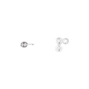 Bead tip, silver-plated brass, 6x3mm side clamp-on with open loop. Sold per pkg of 100.