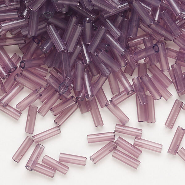 Bead, Preciosa Ornela Czech glass, bugle bead, pkg/500g, 1/4 inch, transparent light amethyst, (20010). image number 0