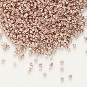 Seed bead, Delica®, glass, pkg/7.5g, #11 round, opaque galvanized blush (DB-0418).