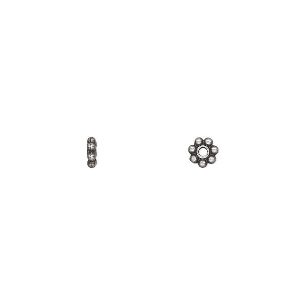 Bead, TierraCast®, pewter (tin-based alloy), 4x1.5mm beaded rondelle. Sold per pkg of 50. image number 0