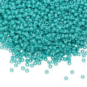 Seed bead, Miyuki, glass, pkg/25g, #11 rocaille, opaque turquoise green, (RR-412).