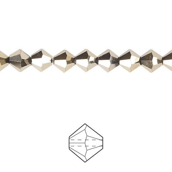Bead 144pk opaque crystal aurum 2X, Celestial Crystal® 6mm bicone image number 0