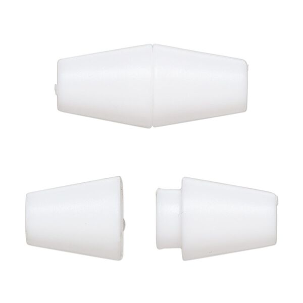 Clasp, breakaway, polyoxymethylene, white, 27x12mm double cone. Sold per pkg of 50. image number 0