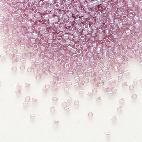 Seed bead, Delica®, glass, pkg/7.5g, #11 round, translucent glazed luster light rose (DB-1482). image number 0