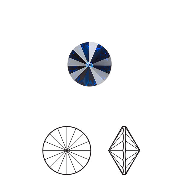 Chaton 4pk dark sapphire foil back, Crystal Passions® Regenerated 10.54-10.91mm rivoli SS47 1122 image number 0