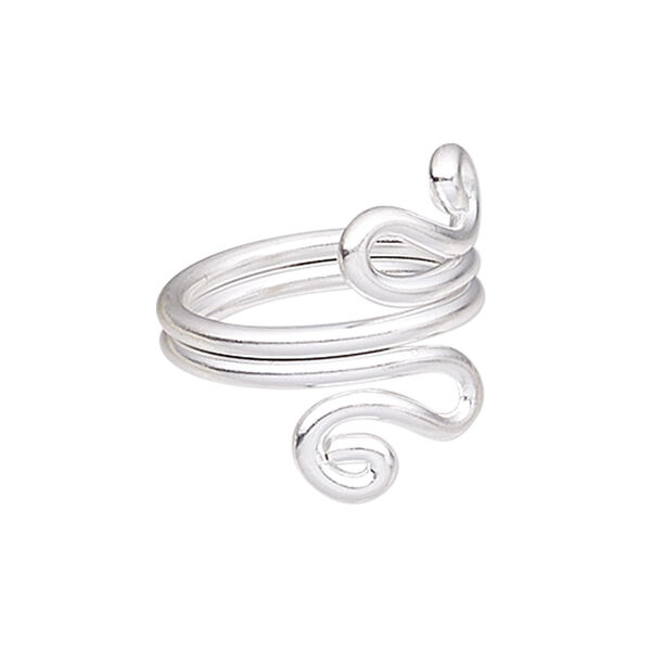 Ring, Hill Tribes, silver-plated copper, 25mm wide with double swirl design, size 7-1/2. Sold individually. image number 0