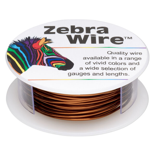 Wire, Zebra Wire&trade;, color-coated copper, brown, round, 18 gauge. Sold per 10-yard spool. image number 0