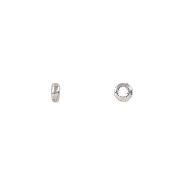 Bead, TierraCast®, antiqued pewter (tin-based alloy), 4x2mm-5x2mm nugget rondelle. Sold per pkg of 100. image number 0