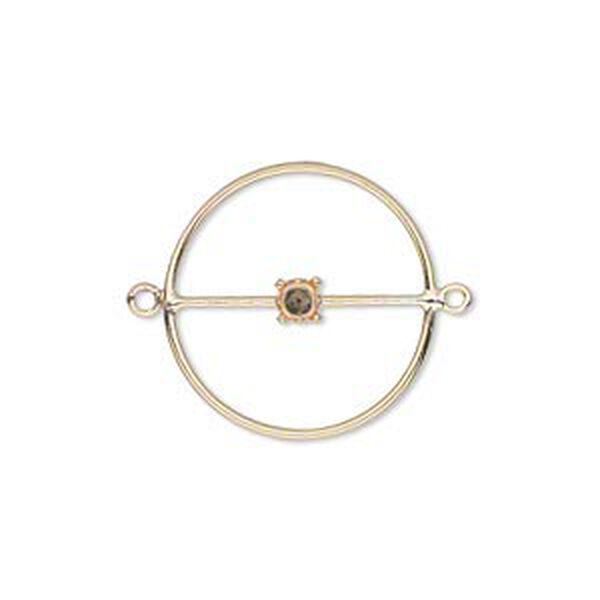Link, 14Kt gold-filled, 20mm flat round with 4mm round setting. Sold individually. image number 0