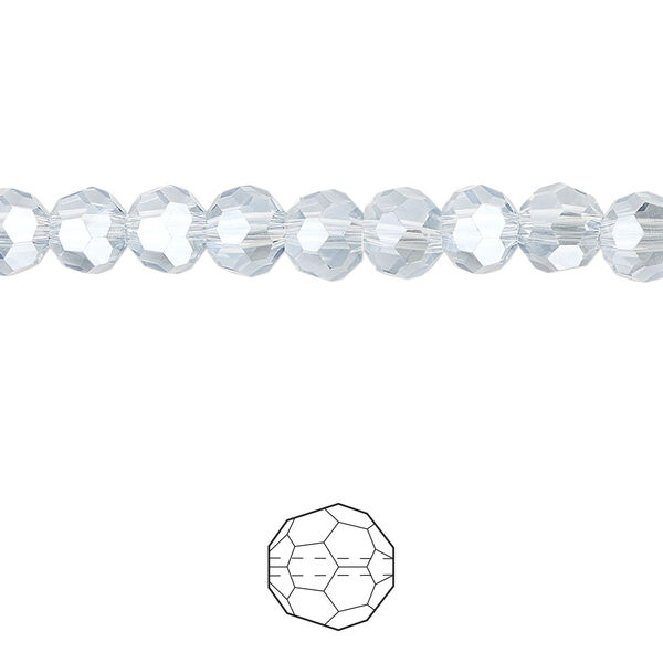 Bead 144pk translucent crystal silver night, Celestial Crystal® 6mm round image number 0