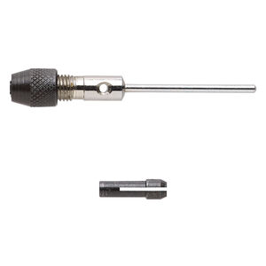 Micro adapter pin chuck, steel and plastic, black / silver / white, 2-3/4 x 1/2 inch chuck and 3/4 x 1/4 inch shank. Sold individually.