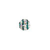 Bead, Egyptian glass rhinestone / epoxy / resin, white / dark green / clear AB, 10mm round with pav&eacute; striped design. Sold individually. image number 0