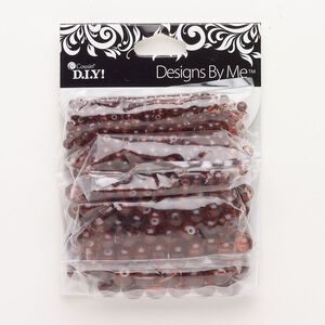 Bead mix, glass, pkg/480, translucent brown, 3-8mm round.