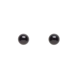 Black onyx 1pkg2, half-drilled round bead 6mm