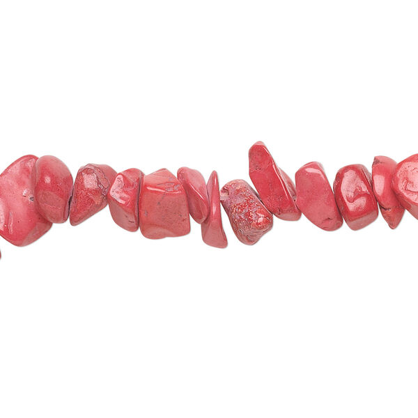 Bead 1pk red howlite, dyed, medium chip 32 inch image number 0