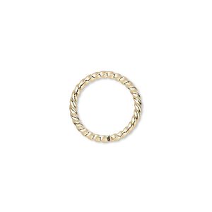 Jump ring, gold-plated brass, 15mm twisted round, 11.8mm inside diameter, 14 gauge. Sold per pkg of 100.