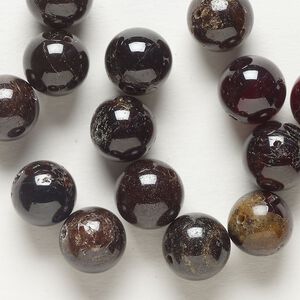 Bead 1pkg1 garnet, 9.5-10.5mm round C grade, 1 ounce dyed