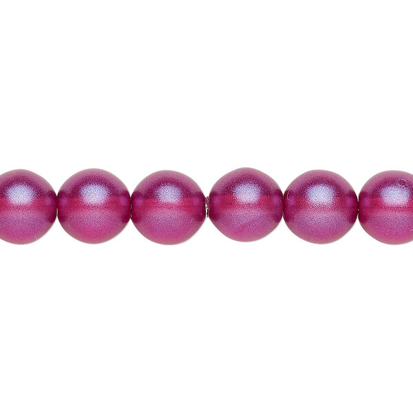 Bead, Czech pressed glass, pearlized purple, 8mm round. Sold per 15-1/2" to 16" strand, approximately 50 beads. image number 0