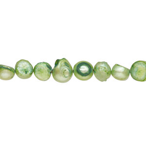 Freshwater pearl 1pkg1, flat-sided potato, 14 inch light shamrock 6-7mm cultured