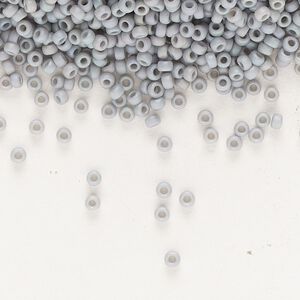 Seed bead, Miyuki, glass, pkg/250g, #15 rocaille, opaque matte rainbow shark fin grey, (RR-4705).