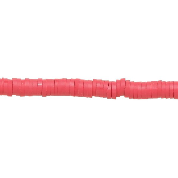 Bead, polymer clay, opaque red, 4x1mm heishi. Sold per pkg of (2) 15-1/2" to 16" strands. image number 0