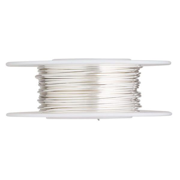 Wire, sterling silver, full-hard, round, 21 gauge. Sold per 25-foot spool. image number 0