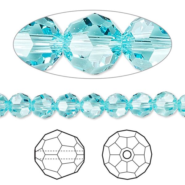 Bead 12pk light turquoise, Crystal Passions® 6mm round 5000 image number 0