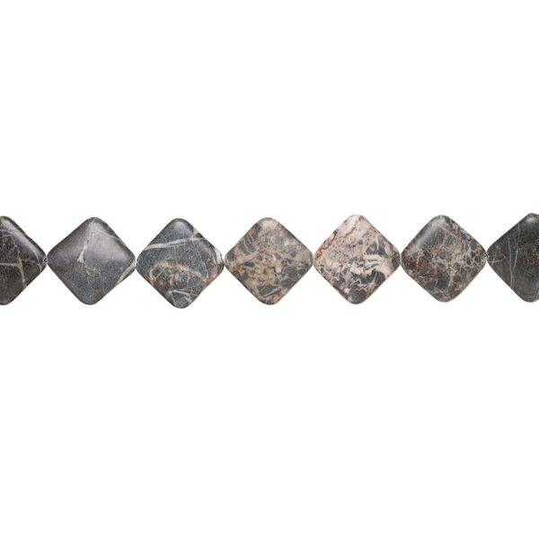 Pink-black marble 1pkg1, puffed diamond bead natural, 15 inch 37-38mm image number 1