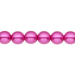 Bead, Czech pearl-coated glass druk, opaque fuchsia, 8mm round. Sold per 15-1/2" to 16" strand.