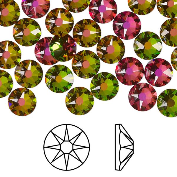Flat back 12pk crystal vitrail medium foil back, Crystal Passions® 7.07-7.27mm rose round SS34 2088 image number 0