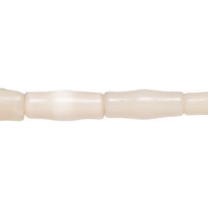 Bead, cat's eye glass (fiber optic glass), peach, 15x5mm-17x7mm bamboo, economy grade. Sold per 15-inch strand.