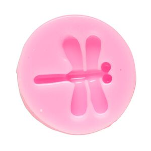Mold, silicone, pink, 42mm with 31x28.5mm dragonfly, 4mm depth. Sold individually.