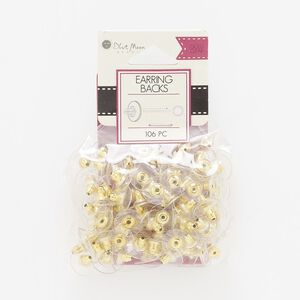 Earnut 1pkg106, 11x6mm, comfort clutch / gold-finished steel / acrylic clear 53 pair