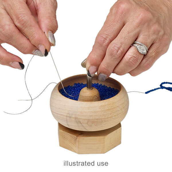 Tool, Speedy Stringer™ bowl, beechwood, pkg/1, 4x3-1/2 inches with 1-1/4 inch depth, includes "J" needle. image number 1