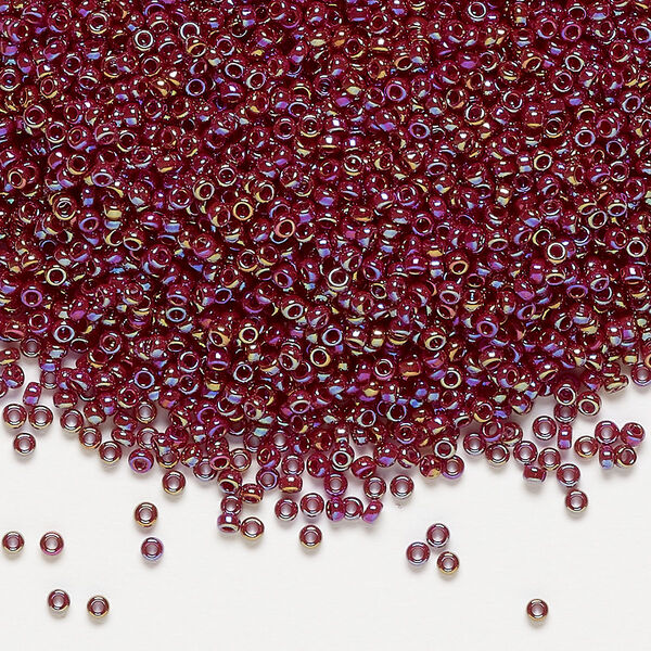 Seed bead, Miyuki, glass, pkg/35g, #15 rocaille, opaque rainbow currant (RR-3470). image number 0