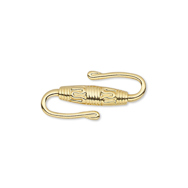 Clasp, S-hook, gold-plated brass, 25x15.5mm single-sided. Sold per pkg of 10. image number 0