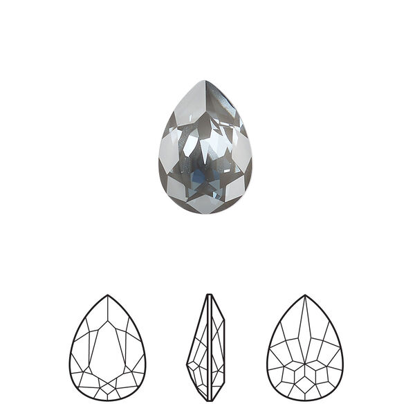 Fancy stone 1pk crystal dark grey ignite LacquerPRO, Crystal Passions® 14x10mm pear 4320 image number 0