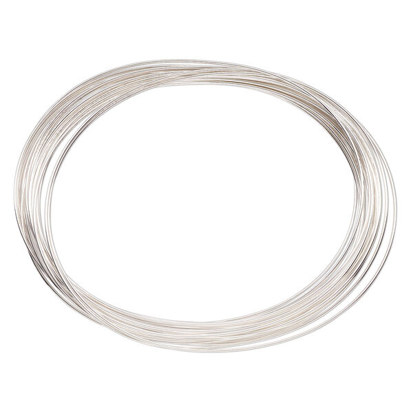 Memory wire, Beadalon®, silver-plated carbon steel, 2-1/2 x 1-3/4 inch oval bracelet, 0.6-0.75mm thick. Sold per 0.35-ounce pkg, approximately 15 to 20 loops. image number 0