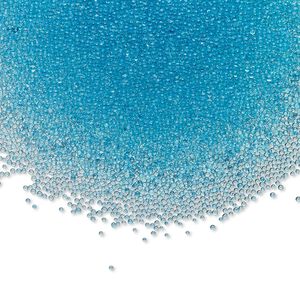 Bead glass 1pk 1mm undrilled micro round, dyed translucent aqua blue 15 gram