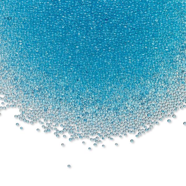 Bead glass 1pk 1mm undrilled micro round, dyed translucent aqua blue 15 gram image number 0