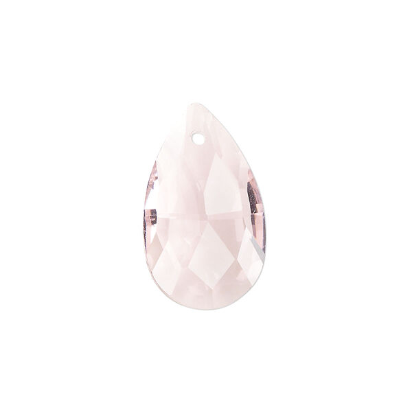 Drop, glass, transparent pink, 22x13mm teardrop. Sold per pkg of 8. image number 0